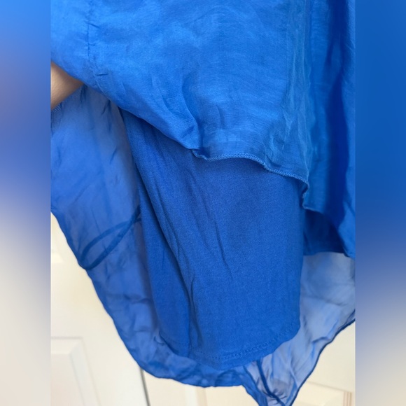 NWOT Blue Silk Maxi Dress - Picture 3 of 4